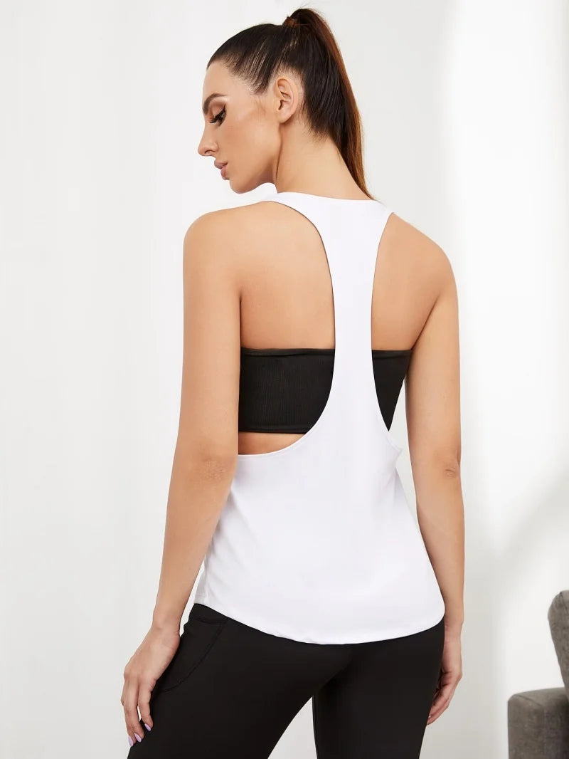 Irregular Cut Sleeveless Fitness T-shirt