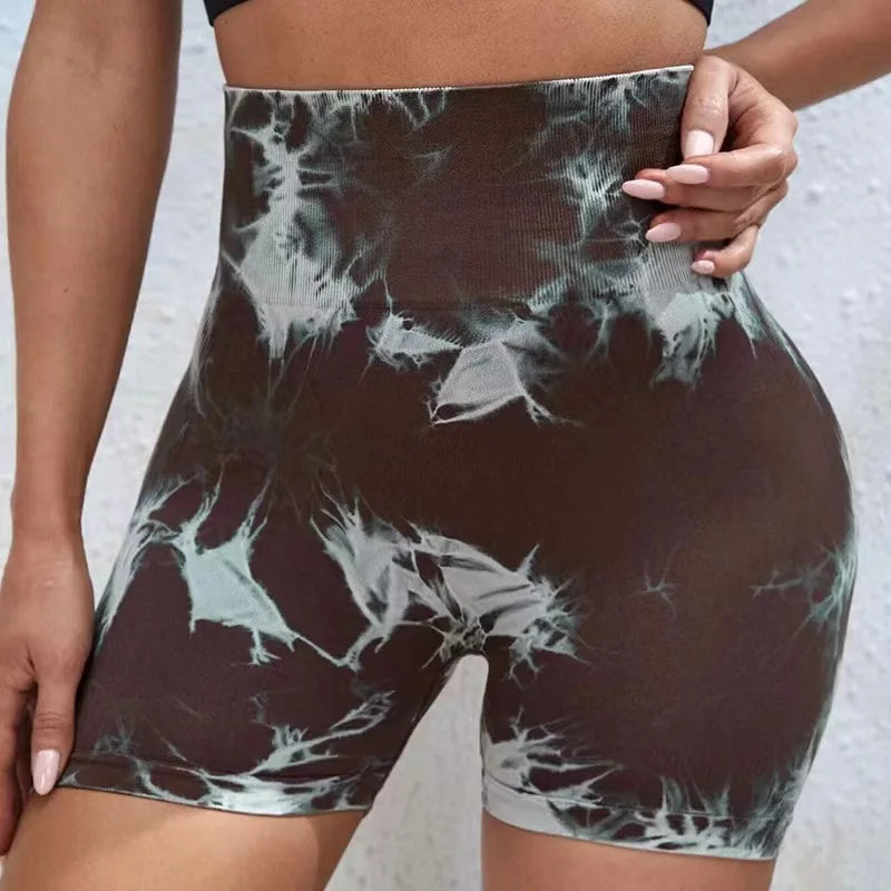 Seamless High-Waist Tie-Dye Shorts