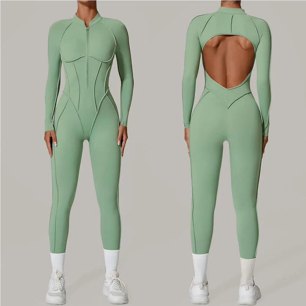 FlexCore Zip Jumpsuit with open back