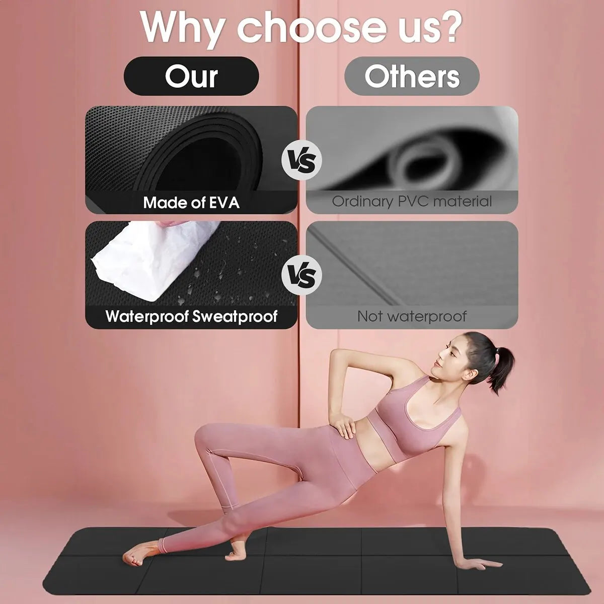 Sports & Pilates Yoga Mat - 4mm Thick Foam