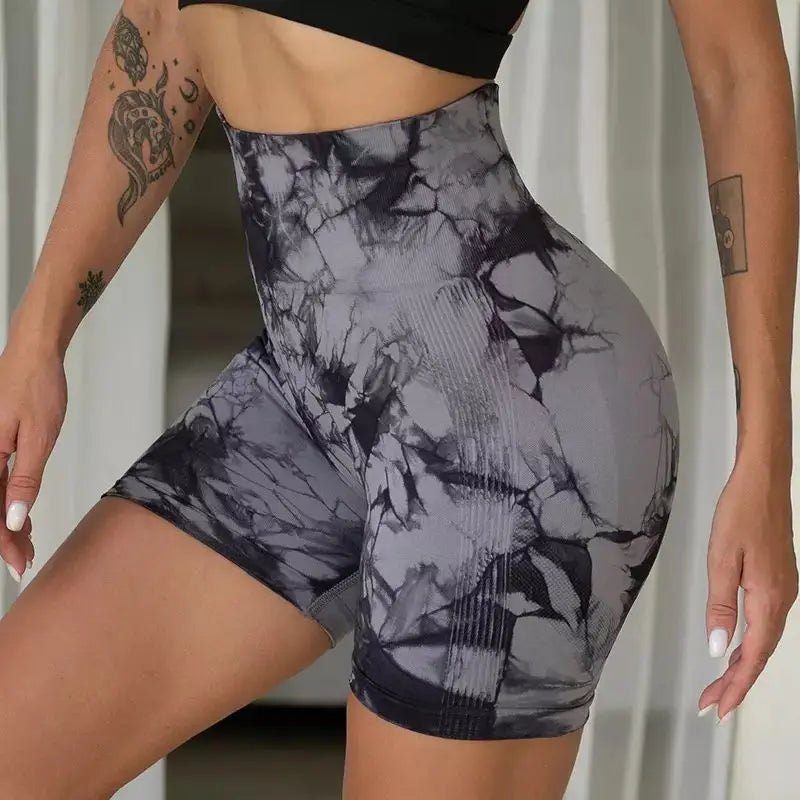 Seamless High-Waist Tie-Dye Shorts